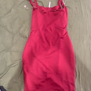 A burgundy dress